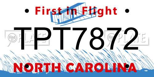 TPT7872 North Carolina License Plate