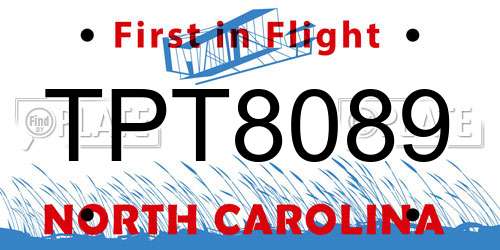 TPT8089 North Carolina License Plate