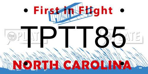 TPTT85 North Carolina License Plate