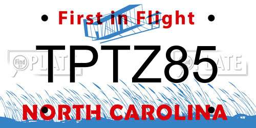 TPTZ85 North Carolina License Plate