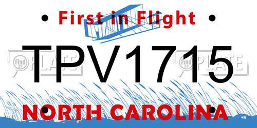 TPV1715 North Carolina License Plate