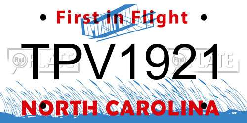 TPV1921 North Carolina License Plate
