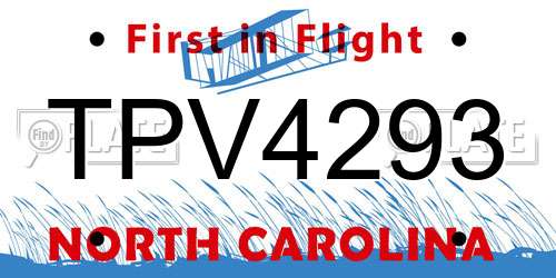 TPV4293 North Carolina License Plate