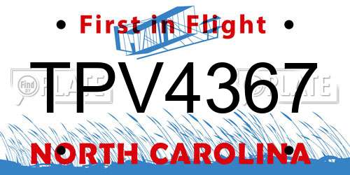 TPV4367 North Carolina License Plate