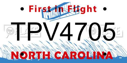 TPV4705 North Carolina License Plate