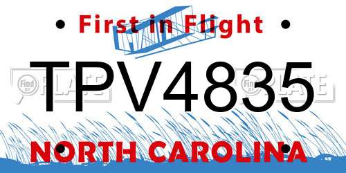TPV4835 North Carolina License Plate