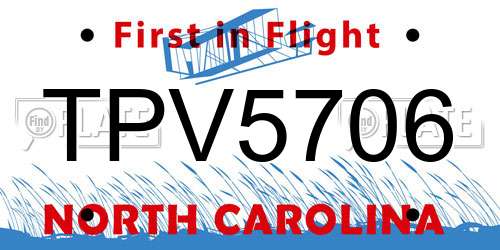 TPV5706 North Carolina License Plate