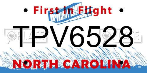 TPV6528 North Carolina License Plate