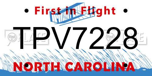 TPV7228 North Carolina License Plate