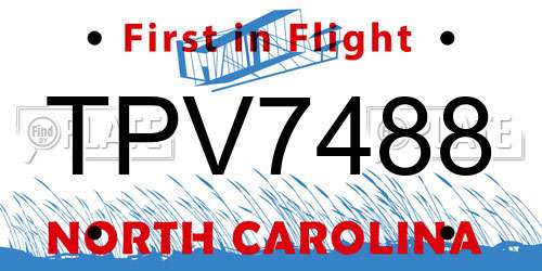 TPV7488 North Carolina License Plate