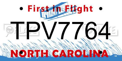 TPV7764 North Carolina License Plate