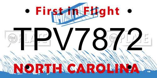 TPV7872 North Carolina License Plate