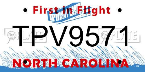 TPV9571 North Carolina License Plate