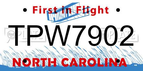 TPW7902 North Carolina License Plate