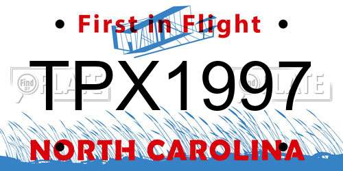 TPX1997 North Carolina License Plate