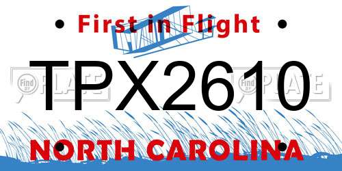 TPX2610 North Carolina License Plate