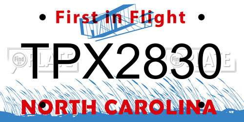 TPX2830 North Carolina License Plate