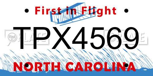 TPX4569 North Carolina License Plate