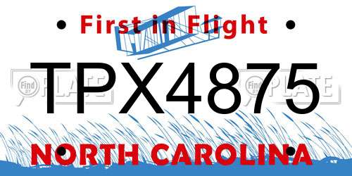 TPX4875 North Carolina License Plate
