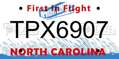 TPX6907 North Carolina License Plate
