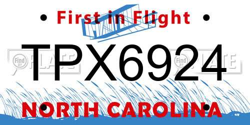 TPX6924 North Carolina License Plate