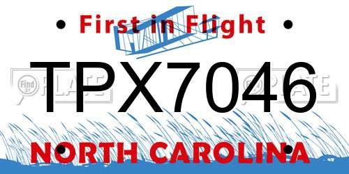 TPX7046 North Carolina License Plate