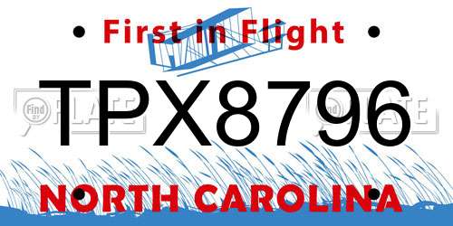 TPX8796 North Carolina License Plate