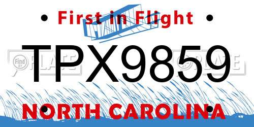 TPX9859 North Carolina License Plate