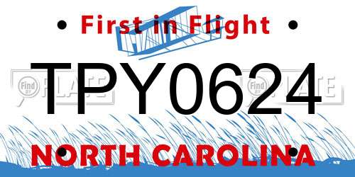 TPY0624 North Carolina License Plate