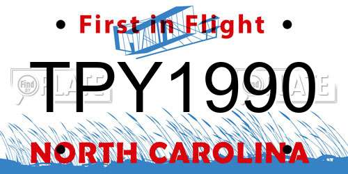 TPY1990 North Carolina License Plate