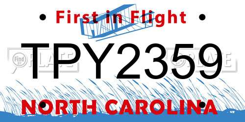TPY2359 North Carolina License Plate