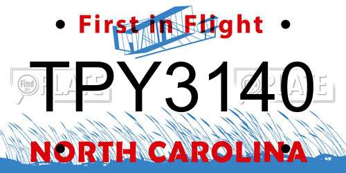 TPY3140 North Carolina License Plate