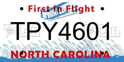 TPY4601 North Carolina License Plate