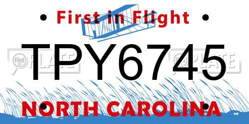 TPY6745 North Carolina License Plate