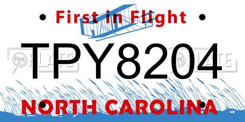 TPY8204 North Carolina License Plate