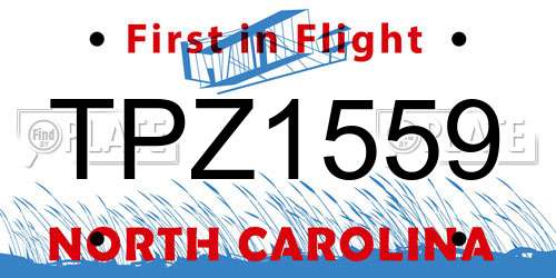 TPZ1559 North Carolina License Plate