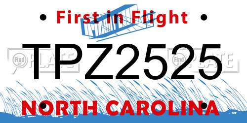 TPZ2525 North Carolina License Plate