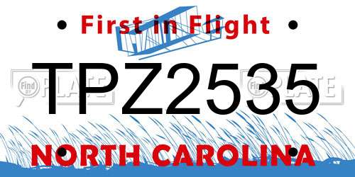 TPZ2535 North Carolina License Plate