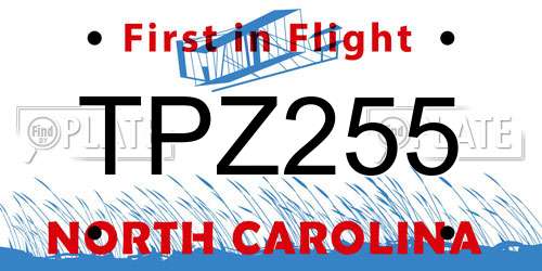 TPZ255 North Carolina License Plate