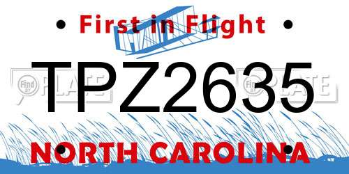 TPZ2635 North Carolina License Plate