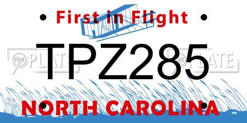 TPZ285 North Carolina License Plate