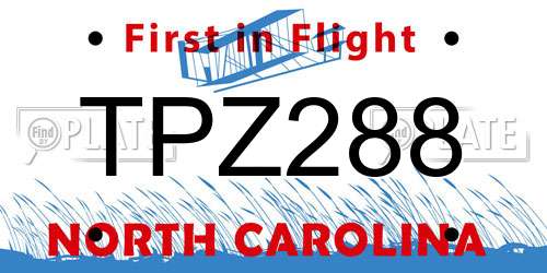TPZ288 North Carolina License Plate