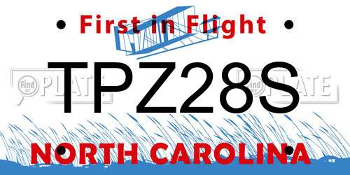 TPZ28S North Carolina License Plate