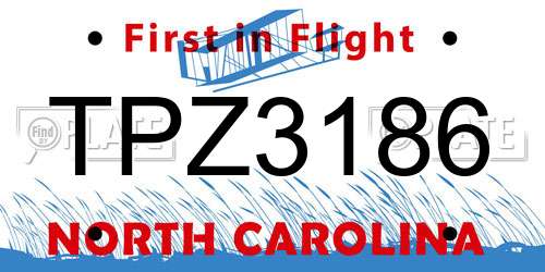 TPZ3186 North Carolina License Plate