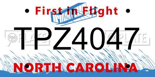 TPZ4047 North Carolina License Plate