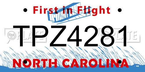 TPZ4281 North Carolina License Plate
