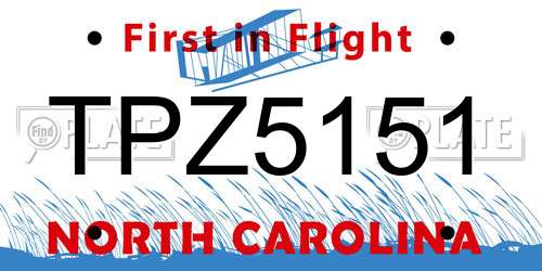 TPZ5151 North Carolina License Plate