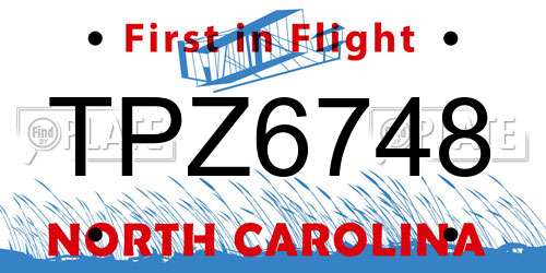 TPZ6748 North Carolina License Plate