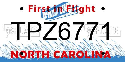TPZ6771 North Carolina License Plate