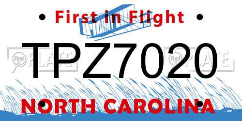 TPZ7020 North Carolina License Plate